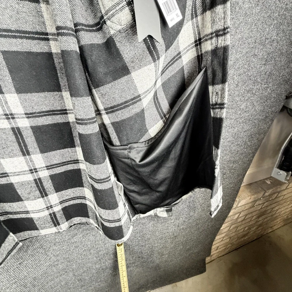 Vintage & Black Weatherproof XL Flannel Shirt Jacket NWT Fleece Lined Black Grey